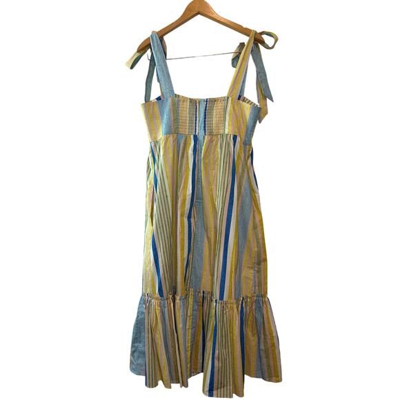 Cara Cara Campbell Multi Stripe Cotton Summer Midi Dress Size M - Picture 3 of 13